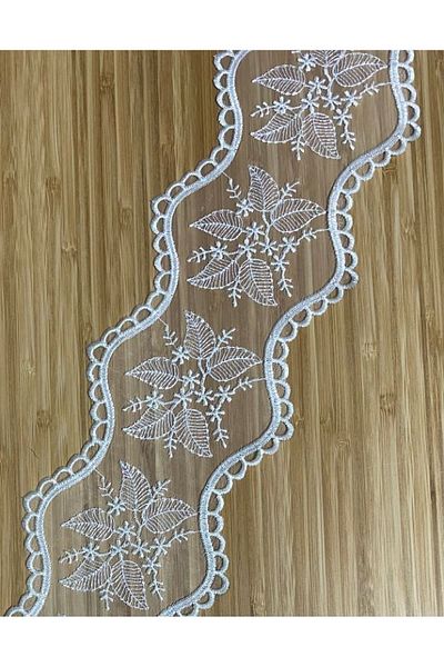 Nazarone Organza Guipure 10,5cmx1μέτρο. Λευκός.