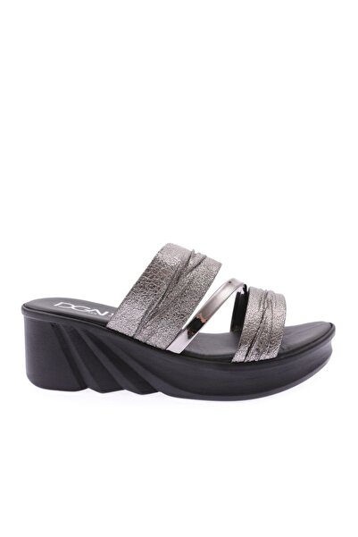 DGN Women's High Sole Throw Band Slippers Platinum Cracked Suede 3211552857