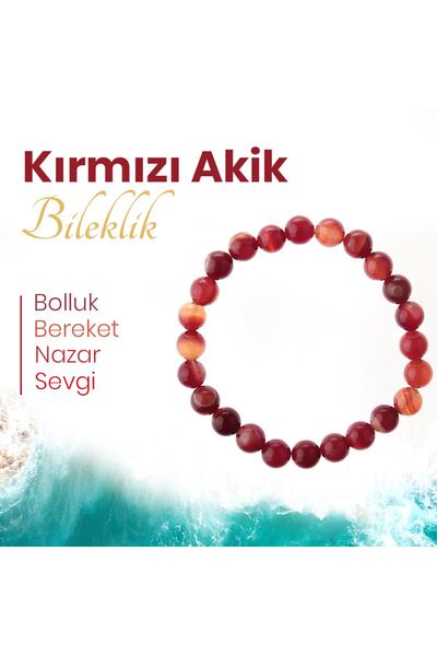 Alp Doğal Taş Kırmızı Akik Doğaltaş Bileklik 8 Mm, B976