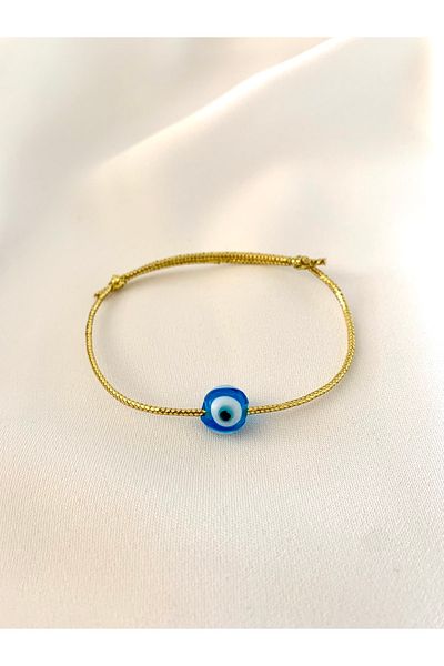 Atelier Çağla Gold Color Bracelet with Evil Eye Beads