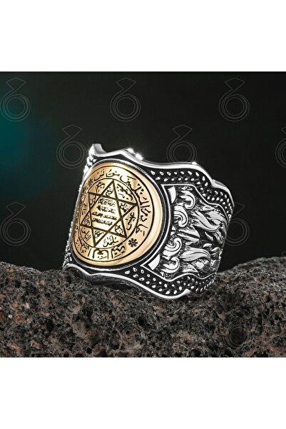 modasilvers Gümüş Mühr-ü Süleyman Motifli Zihgir Yüzük Ayarlanabilir Ölçü