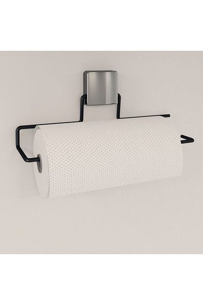decorev Towel Holder Paper Towel Holder Metal Hanger Black Adhesive