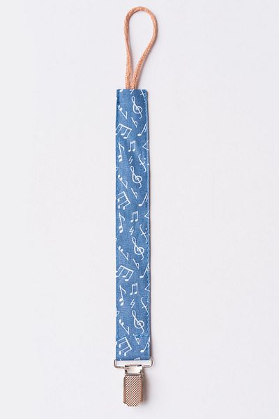 MyVera Blue Musical Note Pacifier Strap - Fabric Cotton Laced Pacifier Chain - Pacifier Holder