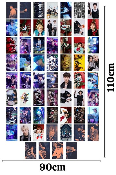 Postifull Stray Kids Poster Seti, Arkası Yapışkanlı K-pop Poster Kolaj Seti - 60 Adet, 10cm*15cm, Kutulu Set