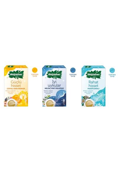 Doğadan Fonksiyonel Bitki Çayı 3'lü Set Güçlü Hisset Iyi Uykular Rahat Hisset