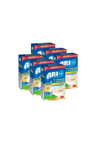Arı Mama Gece 12 Vitaminli 6 Mineralli Sütlü 7 Tahıllı Pirinç Unu 6'lı 500 Gr