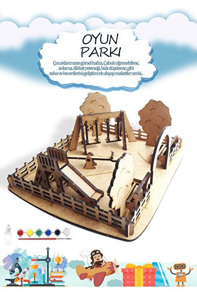 robotikşeyler Oyun Parkı Ahşap Boyanabilir Stem Set