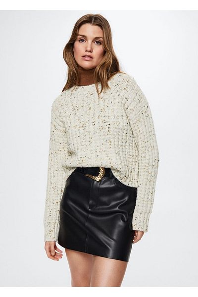 MANGO Woman Round Neck Ribbed Sweater