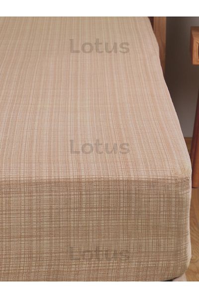 Lotusline طقم ملاءة سرير مرنة بنمط فرشاة Ranforce مبطنة باللون البني مقاس 120x200