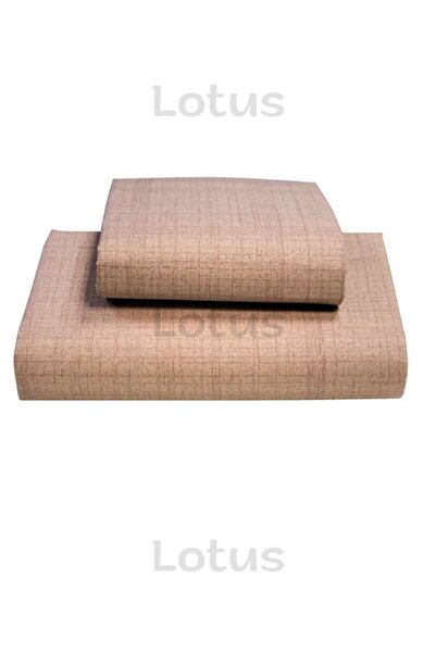 Lotusline Brush Pattern Ranforce Elastic Fitted Bed Sheet Set Single Pillowed Brown 120x200