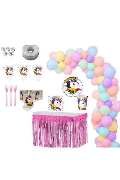 ECE PARTİ Unicorn Luxury 16 Person Birthday Party Set