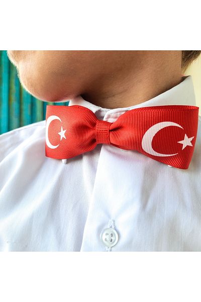 Atolye Doruk Flag Bow Tie - 23 April, 29 October Eid Show Red Crescent Star Flag Patterned Children's Bow Tie