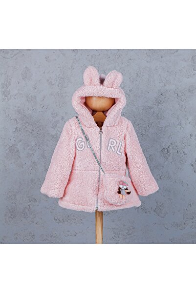 Hippıl Baby Hippıl Kız Sevimli Tavşancık Kapüşomlu Şeker Çantalı Lüxs Polar Mont