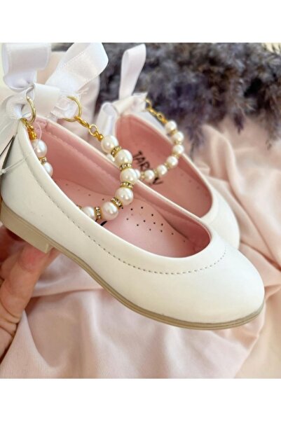 İncikidsbutik أحذية الفتيات اللؤلؤة البيضاء