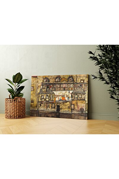 Carmen Egon Schiele - Nehirdeki Ev Duvarı Kanvas Tablo