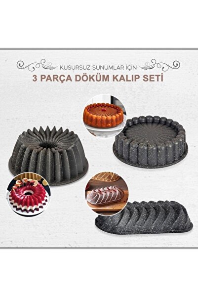 Esta Slice Döküm Granit Kaplama 3 Lü Kek Kalibi Seti