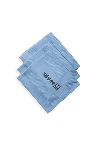 SİLVER HOME قماش زجاجي مزخرف 3 قطع من الألياف الدقيقة مقاس 42 × 68 سم - أزرق