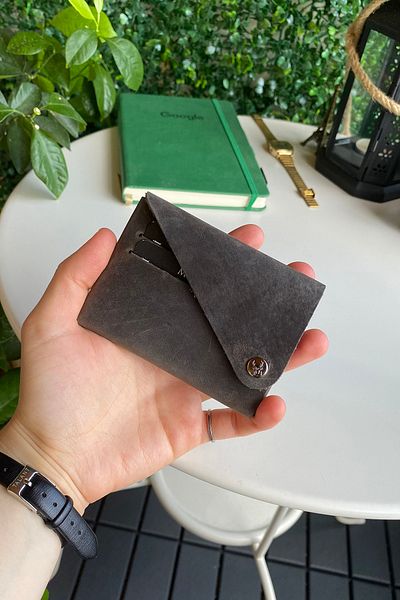 Modica Vista - Portofel pentru bărbați din piele naturală, minimalistă, origami, pliabilă, gri
