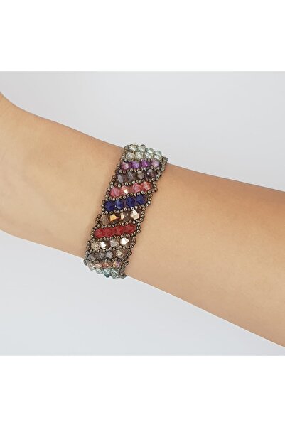 Handmade By HLY سوار كريستال مصنوع يدويًا بألوان مختلطة