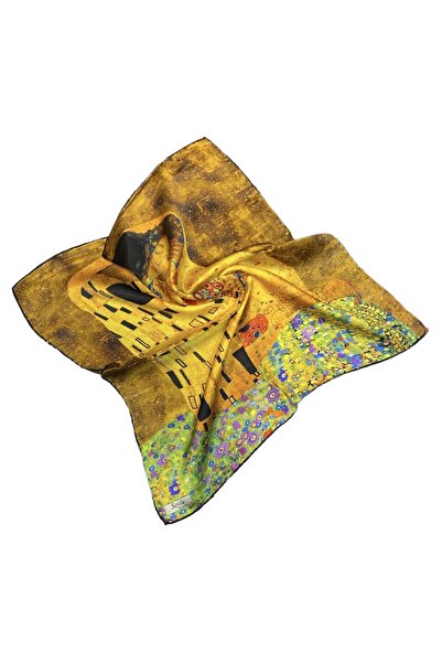 Soyluİpek Gustav Klimt Öpücük Ipek Tablo Bandana Fular