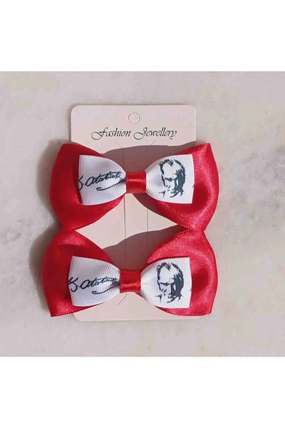 shopland (2 Li) Atatürk Signed Red and White Clip Buckle 29 October, 10 November, 23 April Buckle