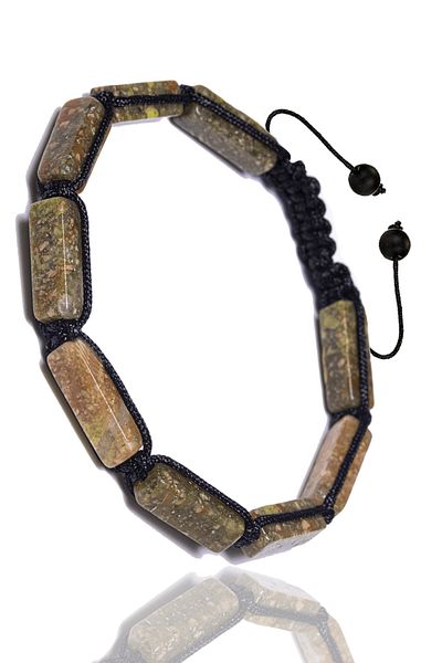 Tesbih Atölyesi Certified Unakite Stone Natural Stone Bracelet - Rectangular