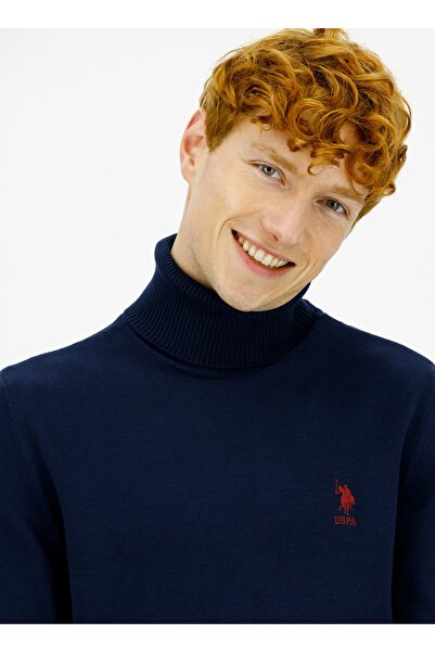 U.S. Polo Assn. Ανδρικό πουλόβερ με ζιβάγκο Navy Blue Forbes-sk21