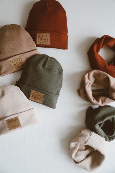 Tarkito Organic 1-3 Years Old Children's Beret & Neck Collar Set - Khaki