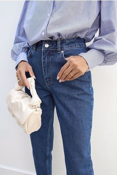 DRC trend Pantaloni Silvia Deep Blue Lycra Mom Jean
