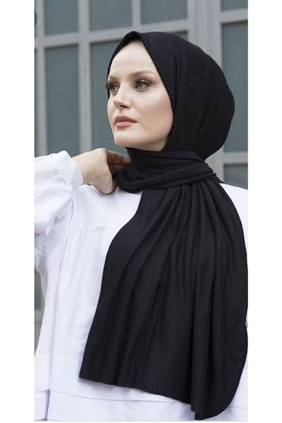 HAR-UM Ticaret Hijab Women's Combed Cotton Shawl Black