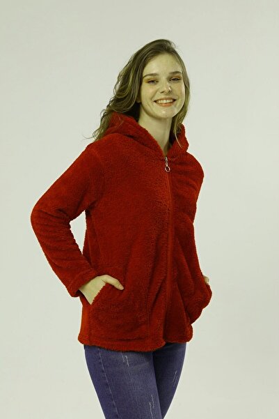 BURUTEKIN Standart Fit Günlük Rahat Fermuarlı Kapsonlu Pelus Spor Sweatshirt