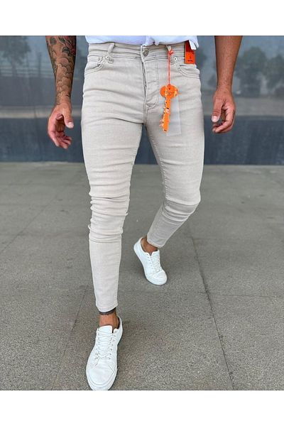 Oliggopol Ανδρική πέτρα Χρώμα Slim Fit Lycra Τζιν Παντελόνι Τζιν φόρμα καρπού
