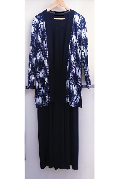 N.Y.YILDIZ Rochie de seară de mărime mare, cu stele în interiorul și argintiu geometric în exteriorul, din bumbac pieptănat