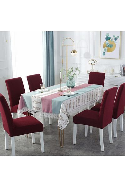 TUCHMALL High Quality Lycra Chair Cover - Flexible and Washable, 6 Pieces