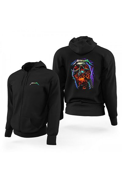 Z zepplin Φούτερ με κουκούλα Metallica Skull Guitar Black Zippered Limited Edition