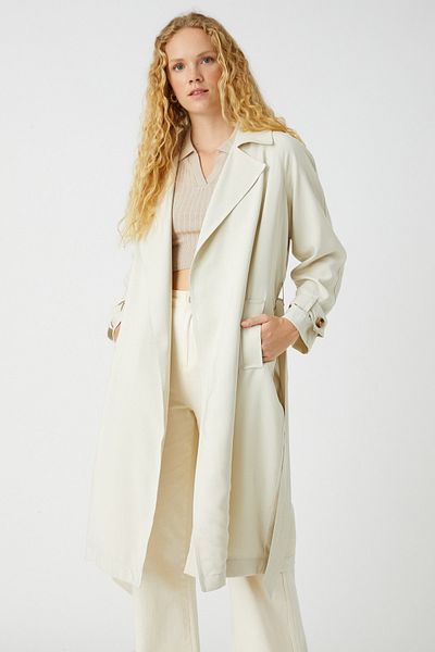 Koton Trench Coat - Gray - Double-breasted