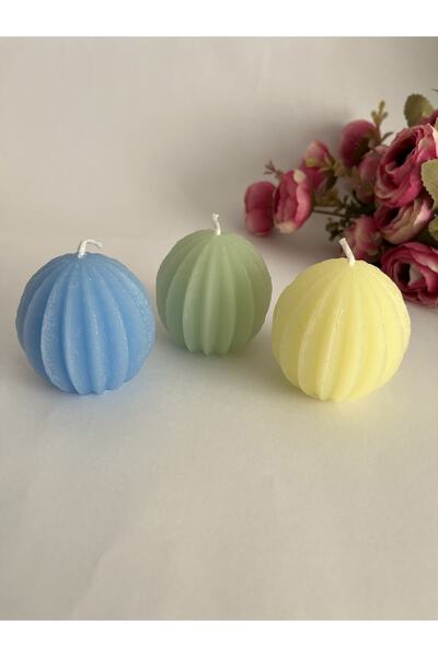 Bellaza Home Kaktüs Desenli 3'lü Renkli Ve Kokulu Mum