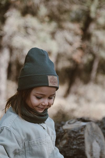 Tarkito Organic 4-6 Years Old Children's Beret & Neck Collar Set - Khaki