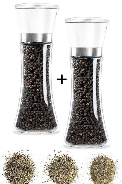 Tilbe Home Ceramic Blade Spice Grinder Salt Spice Mill Large Size 2 Pieces