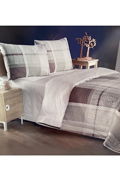 Kristal By Taç Σετ Παπλωματοθήκης Κρυστάλλινο Ατλάς Καφέ Διπλό Καπιτονέ Σετ Π...