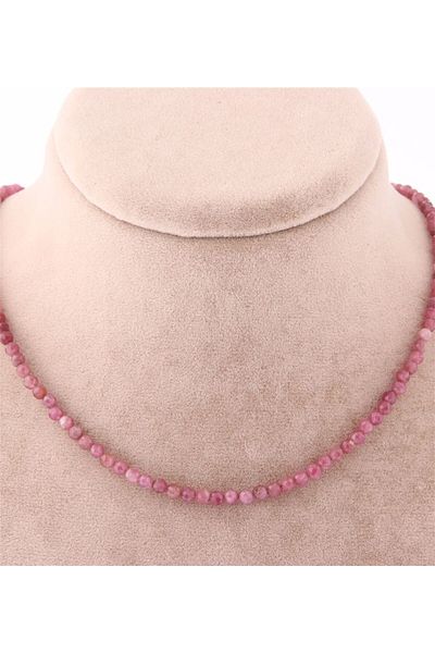 Alp Doğal Taş Tourmaline Stone Natural Stone Necklace-bracelet Set-3-4mm Pink Ts015
