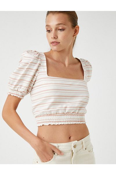 Koton Crop μπλούζα με ελαστική μέση
