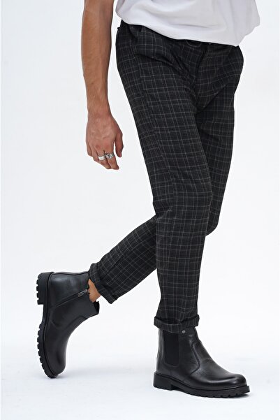 Deripabuc Γνήσιο δέρμα Μαύρες Ανδρικές Δερμάτινες Μπότες Mrd22-4867