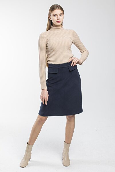 Pitti Women's Navy Blue Stitched Skirt 20993