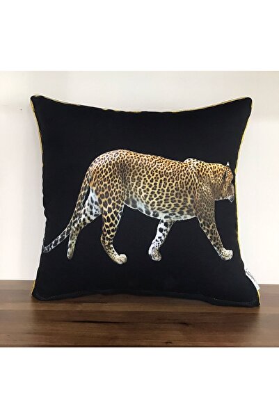 KIRLENTİM E812-4343 Μαύρο πάτωμα με χρυσές άκρες Διπλή πλευρά με μοτίβο λεοπά...