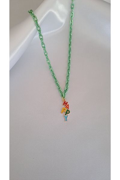 SOUL BY A&B Happy Necklace with Green Chain Colorful New Year New Year