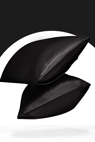 Çt Çeyizci Tekstil Black Pillowcase - 2Pcs with Satin and Silk 50X70Cm