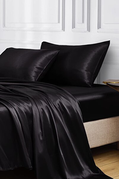 Çt Çeyizci Tekstil Black Pillowcase - 2Pcs with Satin and Silk 50X70Cm