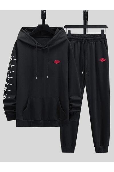 Deocept Combinație de hanorac și pantaloni de trening cu mâneci Naruto pentru bărbați