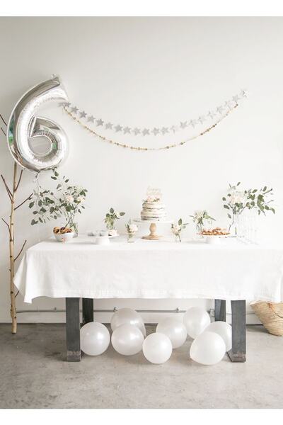 MFM Set de baloane din argint pentru petrecere de 6 ani